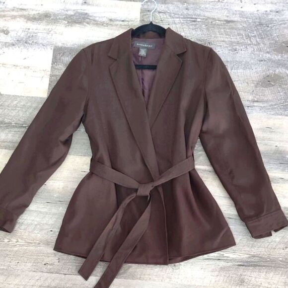 Vintage Banana Republic 100% Silk Chocolate Belted Blazer Size 6 - Picture 1 of 8